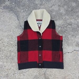 Woolrich Women's Sherpa Collared Wool Vest Size Medium